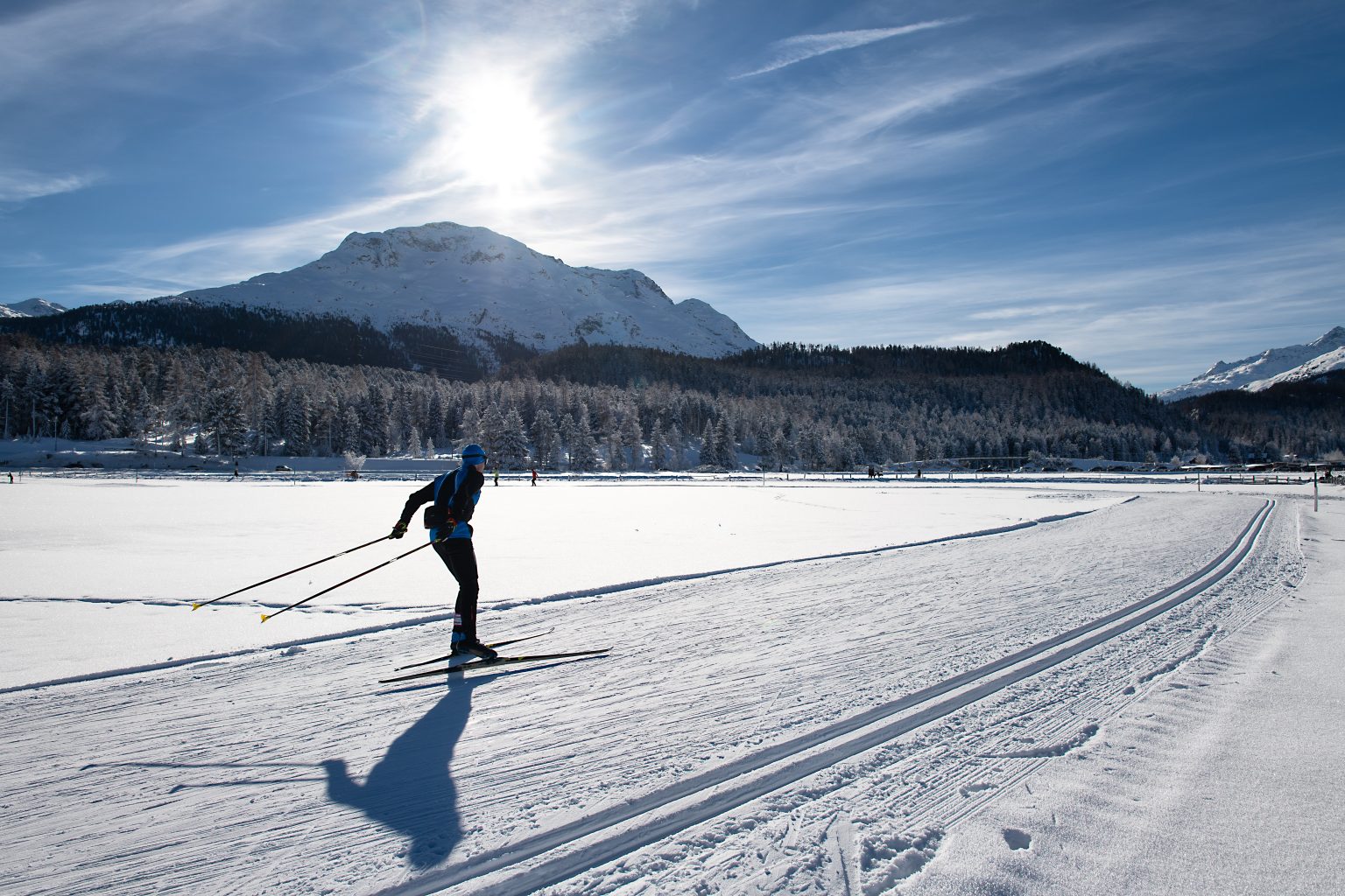 Cross-country skiing of a free technical man. Skating.